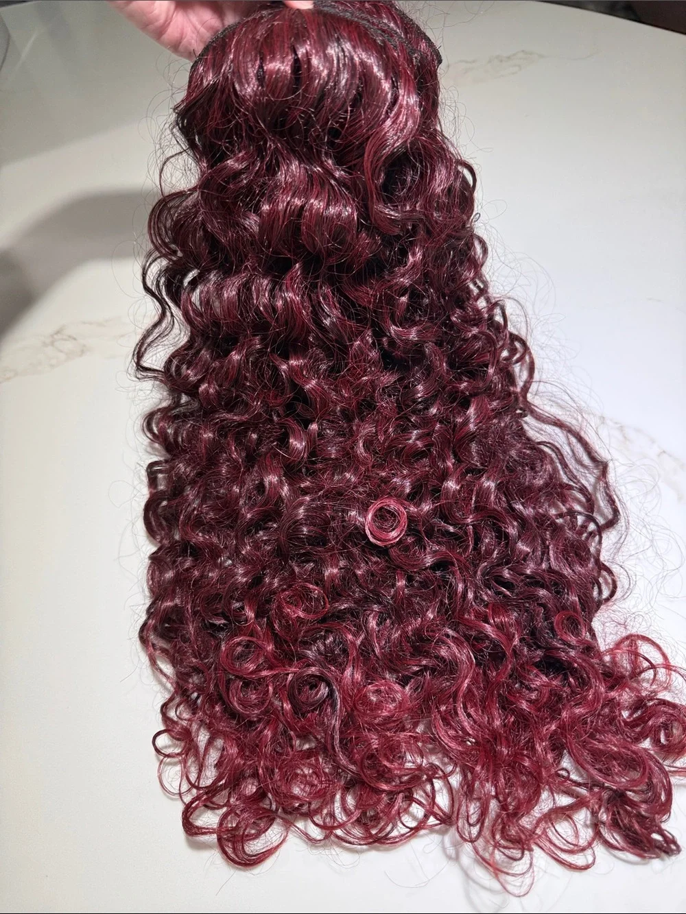 HAIR, 18” Wavy/Curly Lace Clip In Extensions(4) Burgundy/Wine/Red
